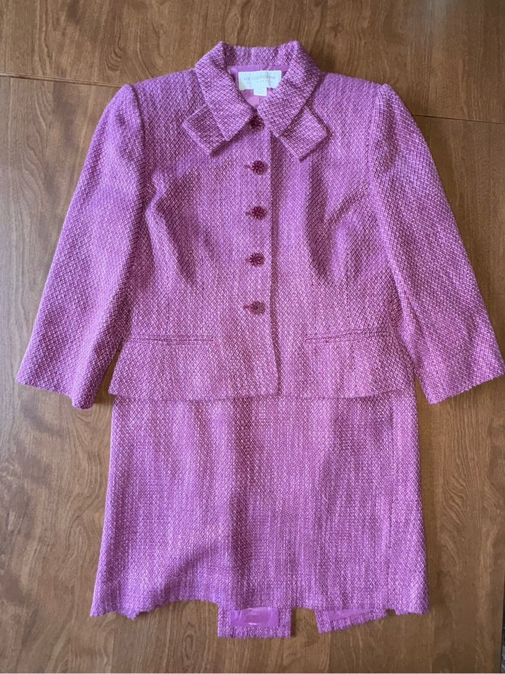 Liz Claiborne Pink Tweed Skirt and Jacket Set
